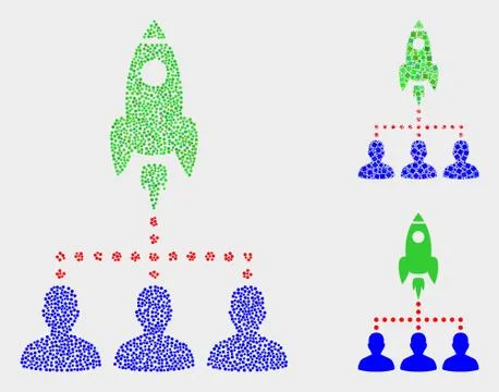 Pixelated Vector Rocket Startup Group Icons Stock Illustration