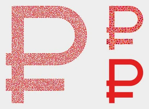 Pixelated Vector Rouble Symbol Icons Illustrazione stock