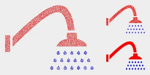 Pixelated Vector Shower Icons Illustrazione stock