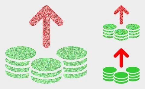 Pixelated Vector Spend Coins Icons 스톡 일러스트