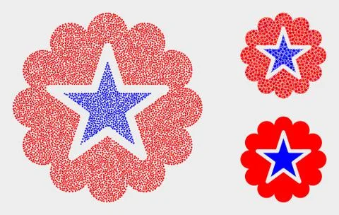 Pixelated Vector Star Rosette Icons Illustrazione stock