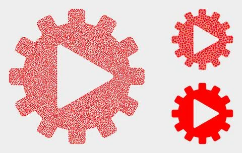 Pixelated Vector Start Gear Automation Icons Illustrazione stock