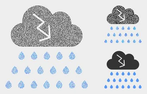 Pixelated Vector Storm Cloud Icons Stock Illustration