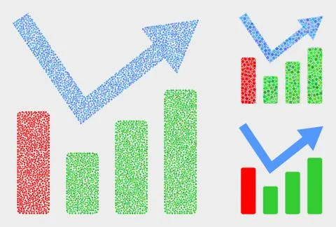 Pixelated Vector Trend Chart Icons Illustrazione stock