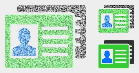 Pixelated Vector User Id Cards Icons Stock Illustration