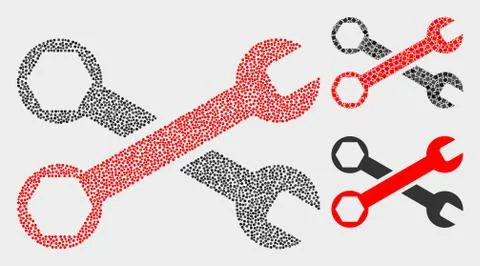 Pixelated Vector Wrenches Icons 스톡 일러스트