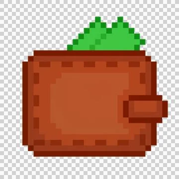 A pixelated wallet with money Stock Illustration