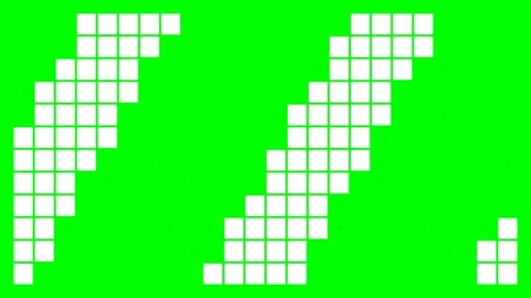 Pixelated white diagonal bars on a vibrant green background pattern Stock Footage 340266795
