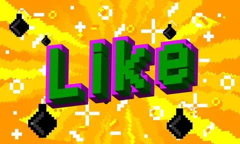 Like pixelated word with geometric graphic background. Vector cartoon illustr Stock Illustration