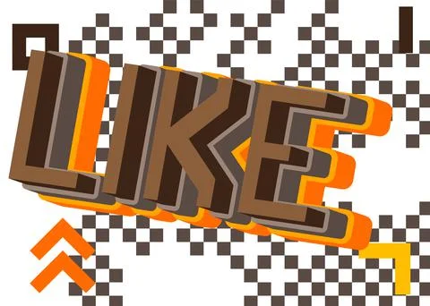 Like pixelated word with geometric graphic background. Vector cartoon illustr Stock Illustration