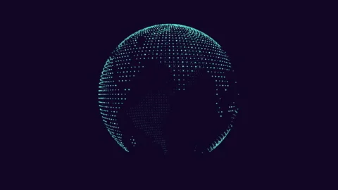 Pixelated world map a green grid of locations in black and white 스톡 동영상 300999270