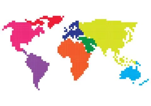 Pixelated world map Stockillustratie