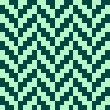 Pixelated zigzag steps and mint green geometric block seamless pattern Stock Illustration