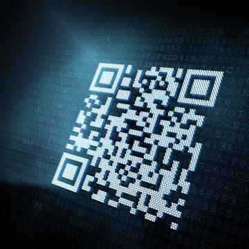 Pixeled QR code illustration 스톡 일러스트