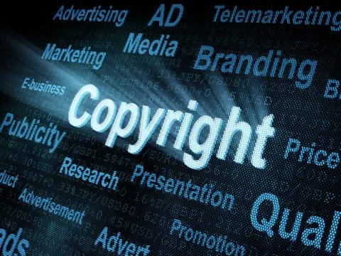 Pixeled word Copyright on digital screen Stock-Illustration