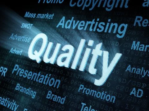 Pixeled word Quality on digital screen Stock-Illustration