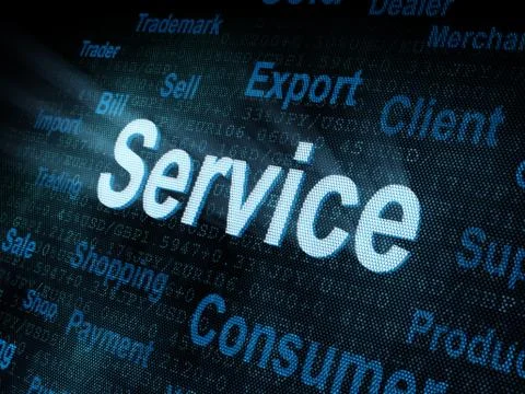 Pixeled word Service on digital screen Stock-Illustration