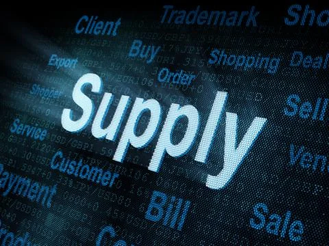 Pixeled word Supply on digital screen Stock-Illustration