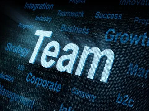 Pixeled word Team on digital screen 스톡 일러스트