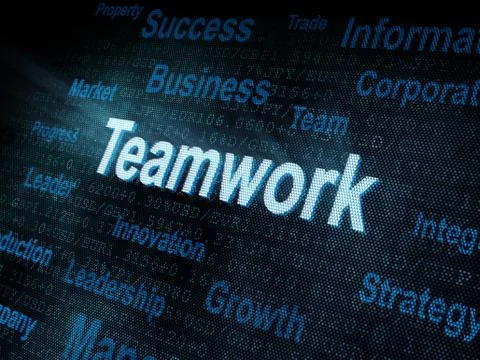 Pixeled word Teamwork on digital screen Stock-Illustration