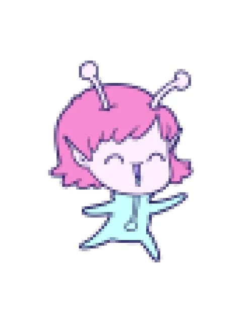 Pixelize effect animation of a cartoon alien girl laughing Stock Footage 324372754