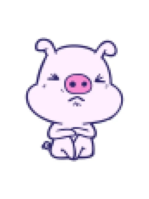 Pixelize effect animation of cartoon angry pig sat waiting Stock Footage 324457649