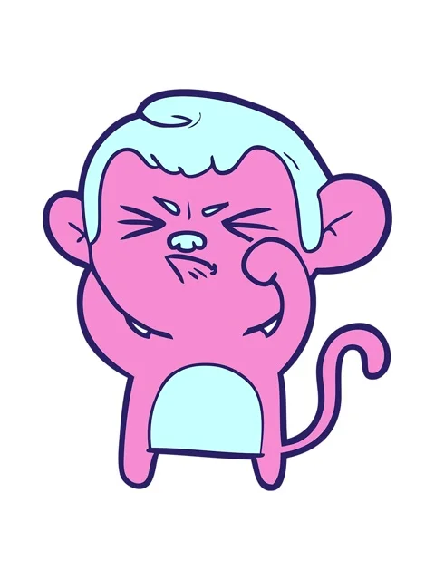 Pixelize effect animation of cartoon angry monkey Stock Footage 324465684
