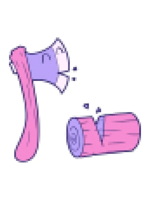 Pixelize effect animation of cartoon axe chopping wood Stock-Footage 324278661