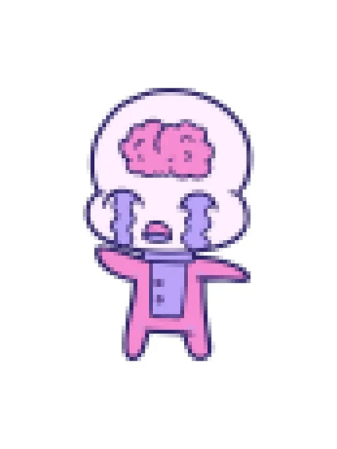 Pixelize effect animation of cartoon big brain alien crying Stock Footage 324371546
