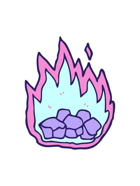 Pixelize effect animation of cartoon doodle burning coals Stock Footage 324174779