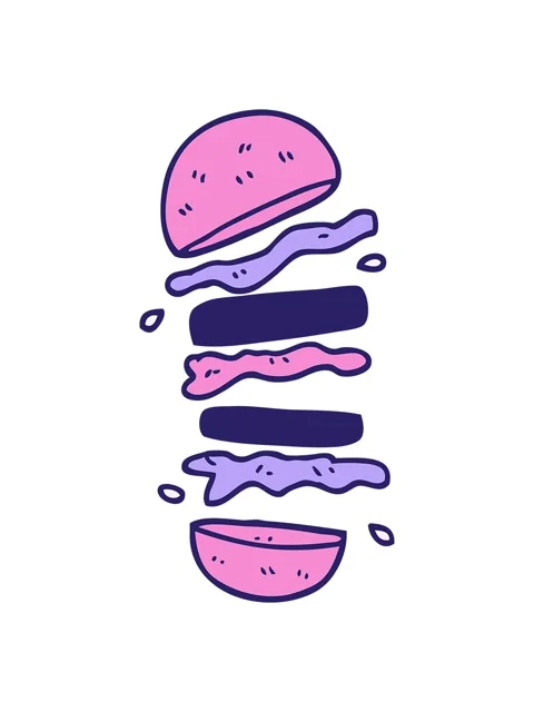 Pixelize effect animation of cartoon doodle burger Stock Footage 324214704
