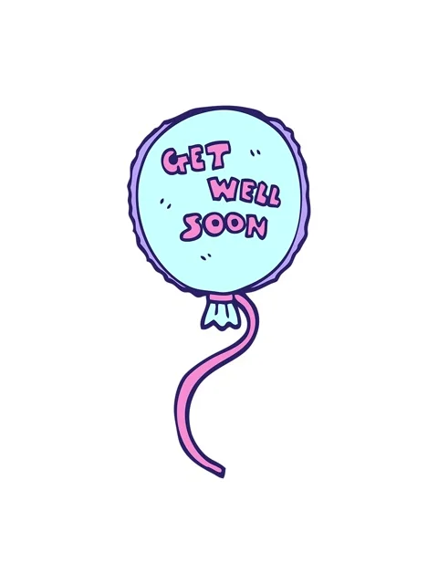 Pixelize effect animation of cartoon doodle get well soon balloon Stock Footage 324280266