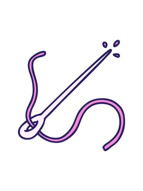 Pixelize effect animation of cartoon of a needle and thread Video stock 324420384