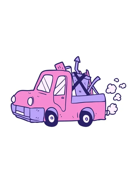 Pixelize effect animation of cartoon old truck full of junk Video stock 324122073