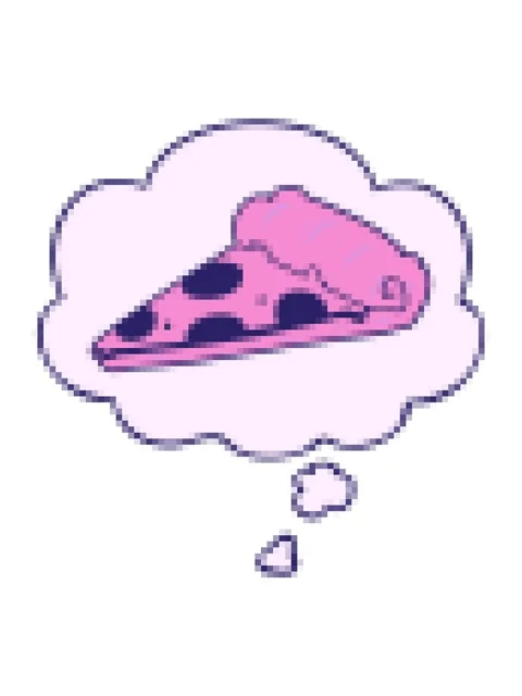 Pixelize effect animation of cartoon pizza slice with thought bubble Stock Footage 324343255