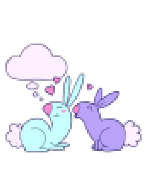 Pixelize effect animation of cartoon rabbits in love with thought bubble Stock Footage 324139883