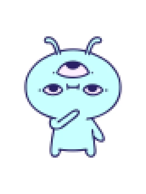 Pixelize effect animation of cartoon of a small alien looking thoughtful Stock Footage 324452798