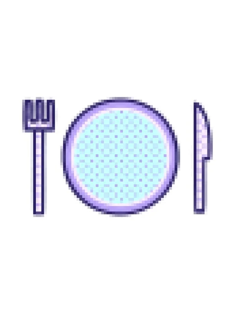 Pixelize effect animation of comic book style cartoon of a plate and cutlery Stock Footage 324288913