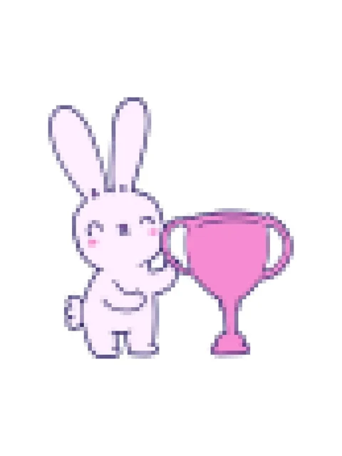 Pixelize effect animation of cute cartoon rabbit with sports trophy cup Stock Footage 323601116