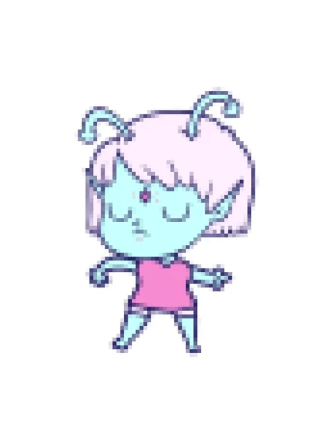Pixelize effect animation of drawing of an alien girl Stock Footage 324461183