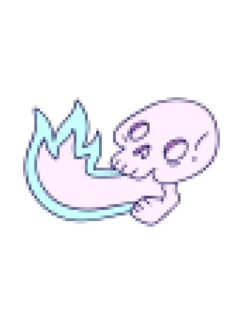 Pixelize effect animation of a fire breathing hand drawn quirky cartoon skull Stock Footage 324190506