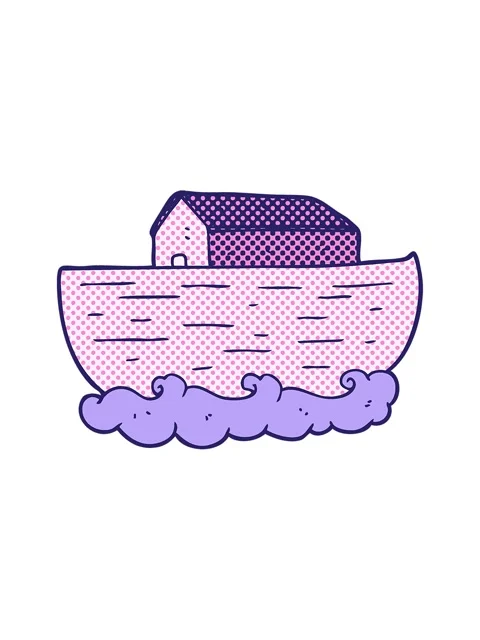 Pixelize effect animation of freehand drawn cartoon noah's ark Stock Footage 324457148