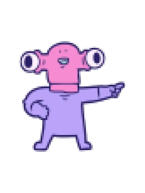 Pixelize effect animation of friendly cartoon alien pointing Stock Footage 324425198