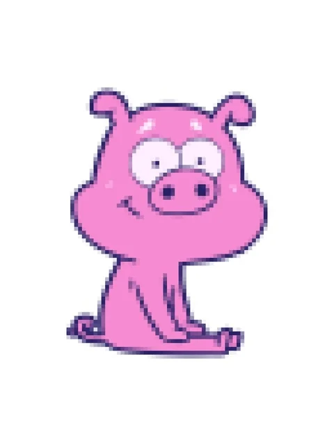 Pixelize effect animation of happy cartoon pig sitting Stock Footage 324425355