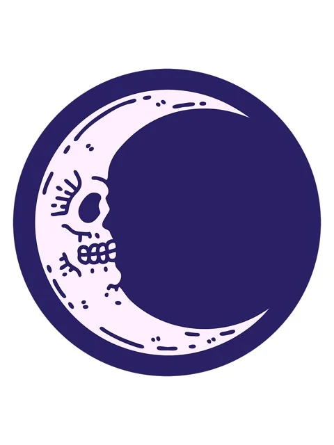 Pixelize effect animation of iconic tattoo style image of a skull moon Vídeo Stock 323593049