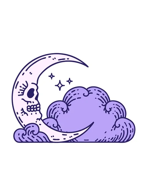 Pixelize effect animation of image of a skull crescent moon and clouds Vídeo Stock 324167225