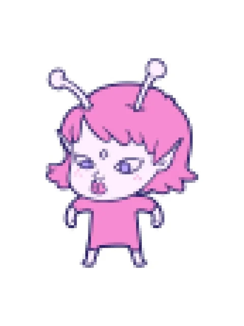 Pixelize effect animation of pretty cartoon alien girl Stock Footage 324045425