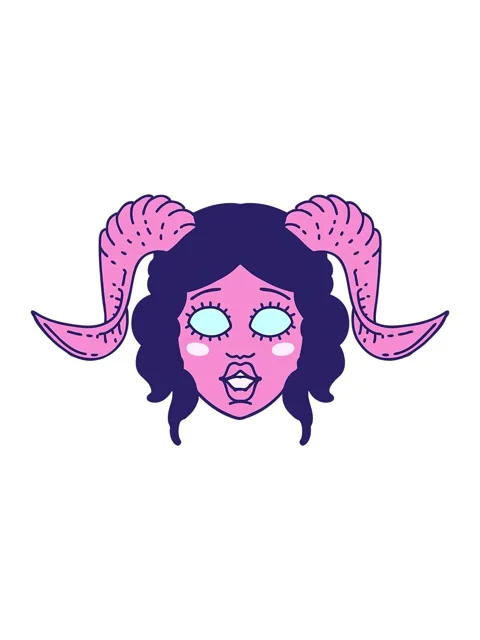 Pixelize effect animation of Retro Tattoo Style tiefling character face Stock Footage 324273923