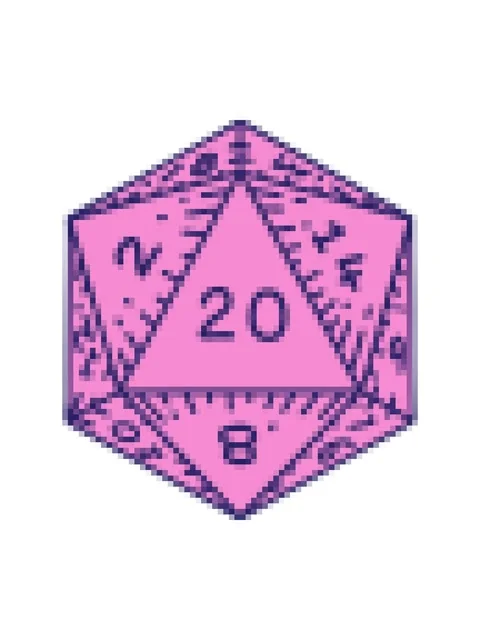 Pixelize effect animation of Retro Tattoo Style natural 20 D20 dice roll Stock Footage 324336839