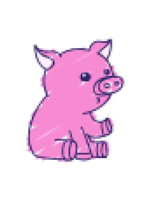 Pixelize effect animation of Sitting Pig Chalk Drawing Stock Footage 324141183